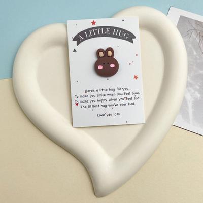 Pocket Hug Rabbit Card Little Pocket Bunny Ornament with Positive Card Pocket Hug Token Inspirational Bunny Card for Family Friends Employee