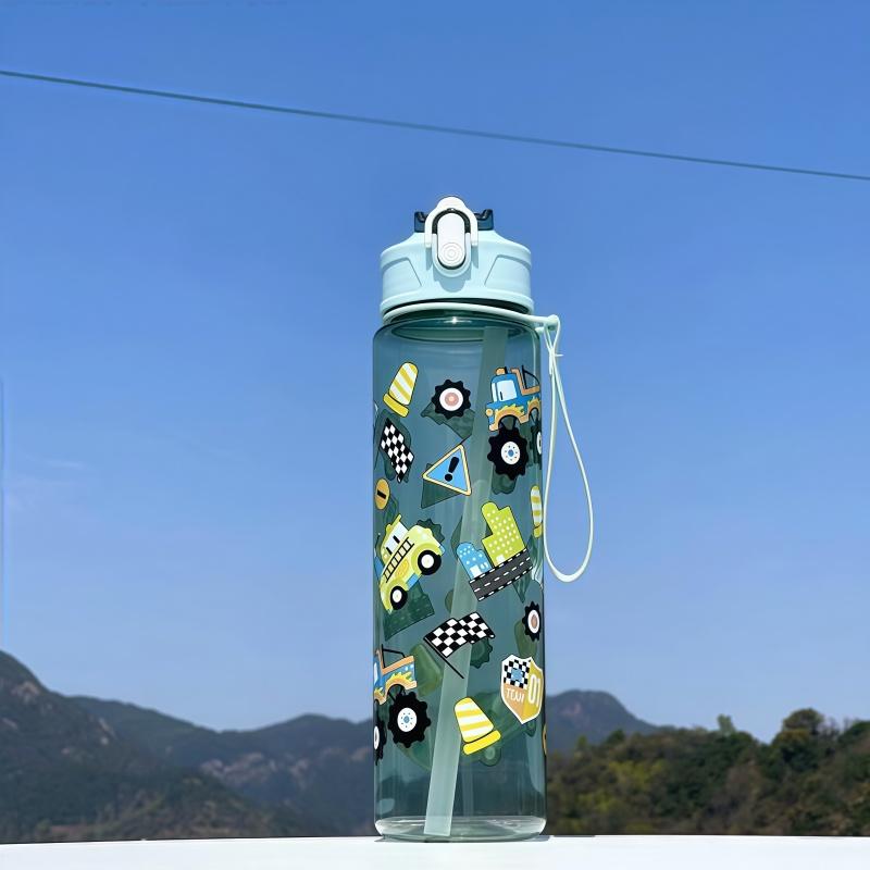 750ml Dinosaur Water Bottle For Kids Water Sippy Cup With Silicone Straw Leakproof Plastic Water Bottles Summer Kids Water Cup