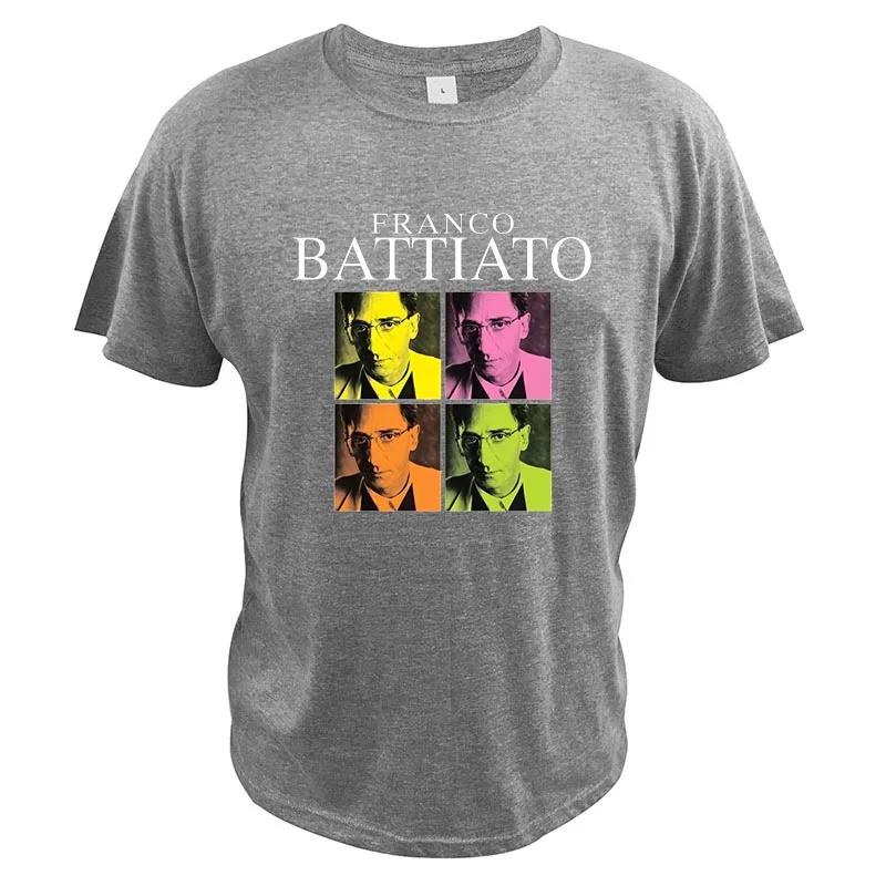 Franco Battiato T Shirt For Men Progressive Rock Celebrative Commemorative Rip T-Shirts Summer Premium 100% Cotton Top EU Size