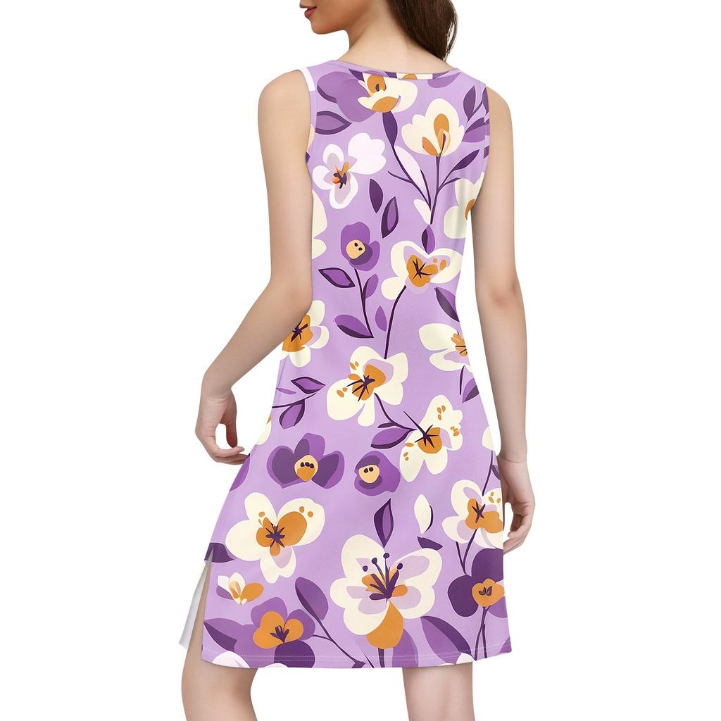 Women's Bohemian Leisure Temperament Seaside V-Neck Slit Print Dress