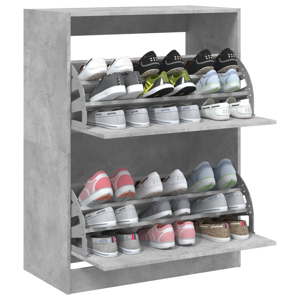 Shoe Cabinet with 2 Doors Concrete Grey 80 X 42 X 108 Cm