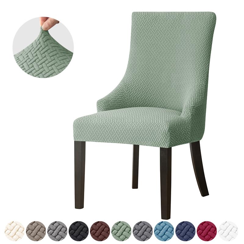 1/2pcs Jacquard Dining Chair Covers Stretch Chair Slipcovers Solid Color High Back Sloping Armchair Cover Hotel Kitchen Wedding