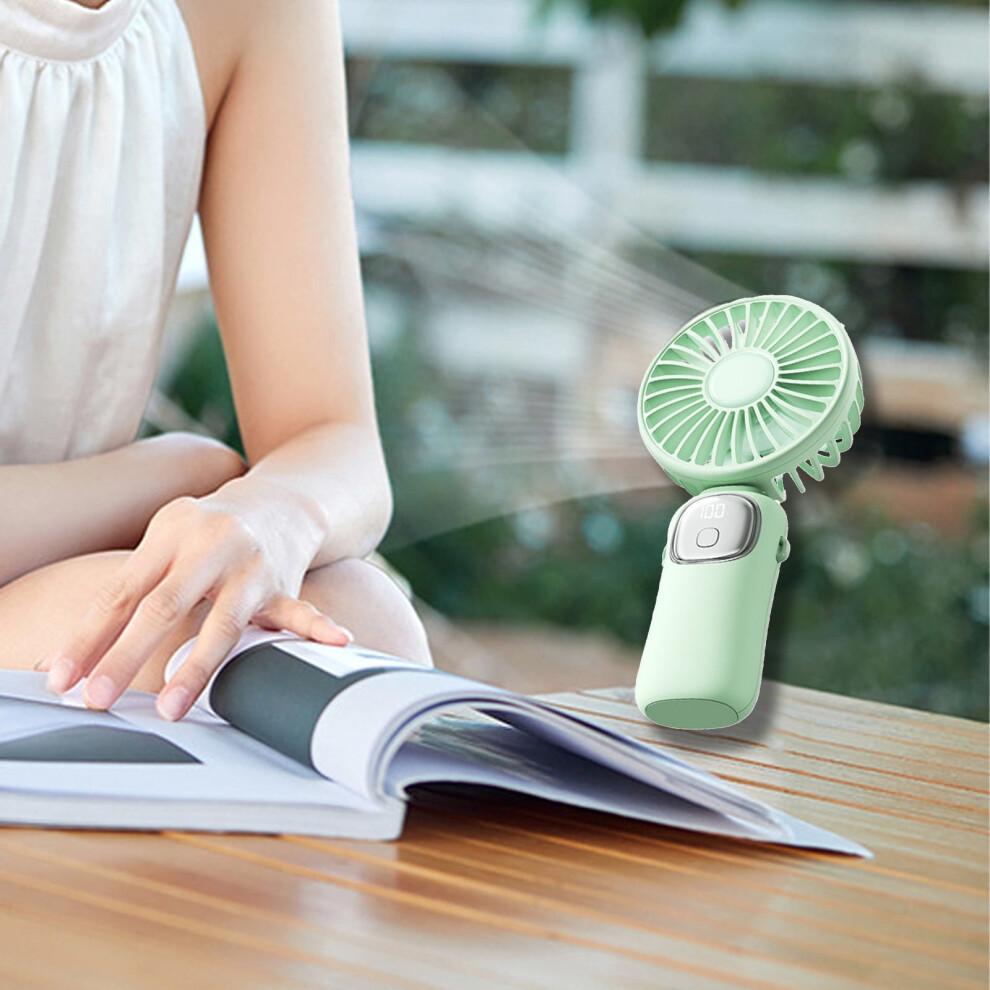maxiaoxia Jiletang Folding Digital Display Handheld Fan Desktop Small Fan USB Charging Summer Artifact Fan for Home Office Travel etc