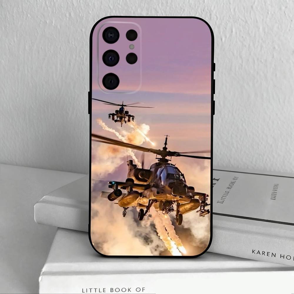 Apache AH-64 Helicopter G-Gunships Phone Case For Samsung S25,24,23,22,30,21,10,9,Ultra,Plus,Lite,FE,4,5 G Soft Black Case