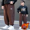 Velvet Fleece-Lined Boys' Sweatpants: Thick, Trendy, Plus Size Winter Wear for Older Kids