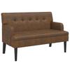 Bench with Backrest Brown 112 X 65.5 X 75 Cm Faux Suede Finish