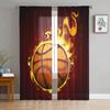 Ink Splash Basketball Sport Sheer Curtains Window Tulle Curtains For Living Room Bedroom For Kitchen Veiling Curtains Decoration