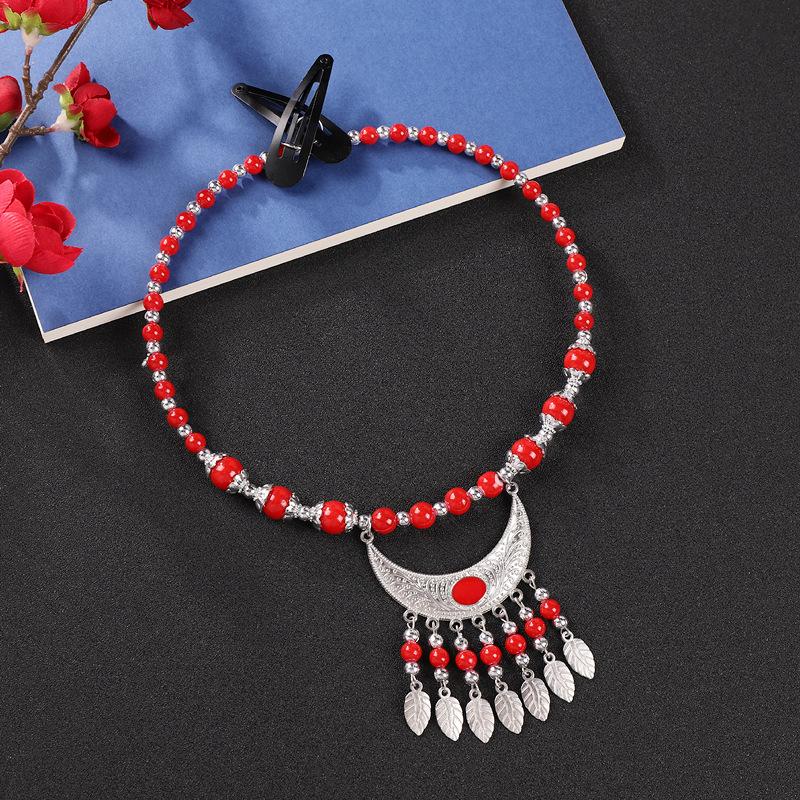 Kinder Kopfschmuck Exotischer tibetischer Fransen Haarschmuck Augenbrauen Anhänger Stirnkette Baby Mädchen Retro Kragen Halskette