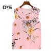 2 Pcs/Set Women Vest Pants Set Flower Print Round Neck Sleeveless Loose Pleated Elastic Waist Wide Leg Casual Homewear Mid aged Mother Pajamas Set