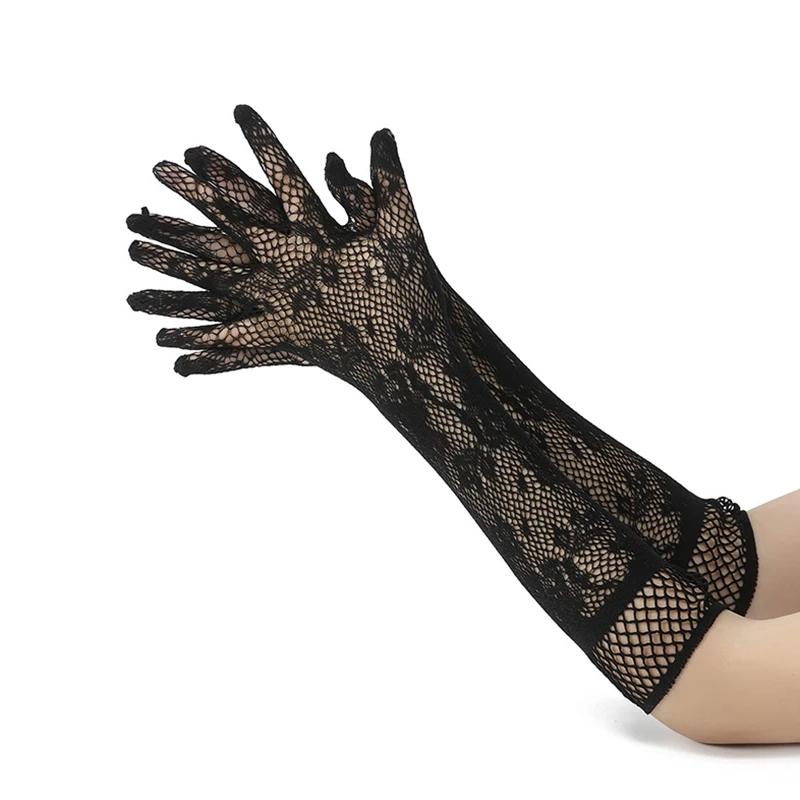 3pcs Female Anti UV Elasticity Lace Mesh Gloves Elegant Women Ultra Thin Long Summer Driving Cycling Sexy Red Sunscreen Gloves