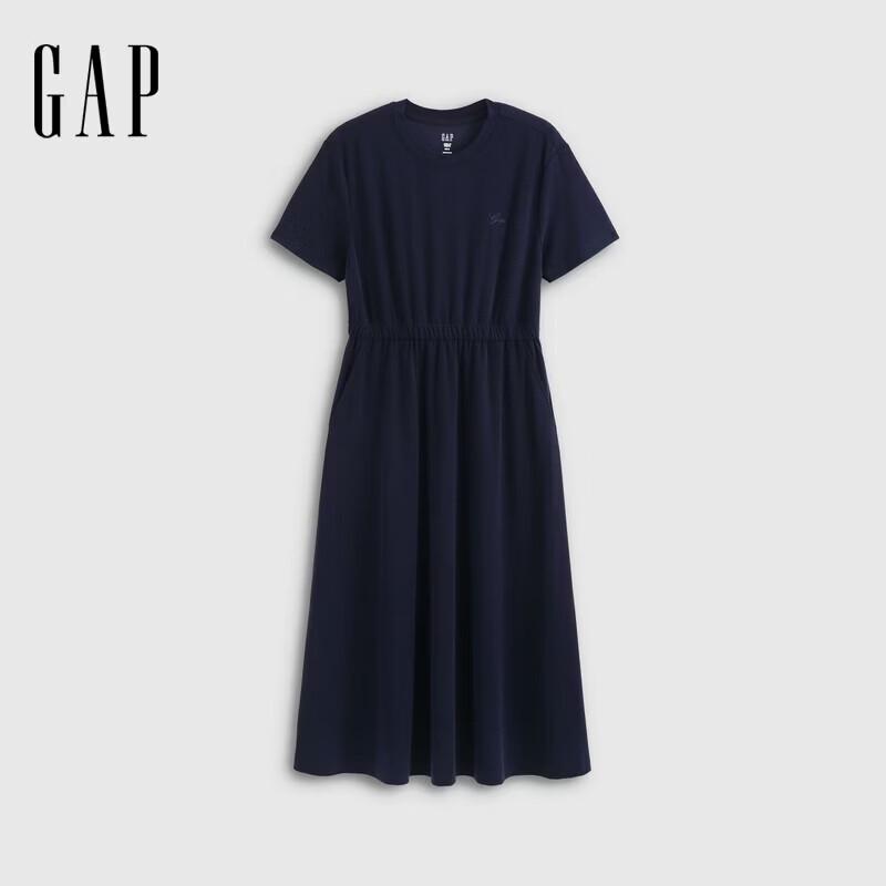 Женское платье-футболка GAP с вышивкой логотипа 170/92A темно-синий
