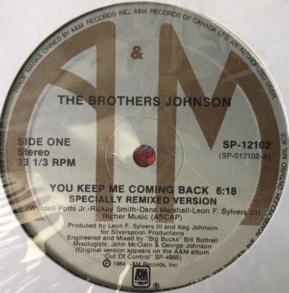 

12-дюймовая пластинка BROTHERS JOHNSON You Keep Me Coming Back SP12102 AM Records 1984 Канада Танцевальная Электроника Б/у