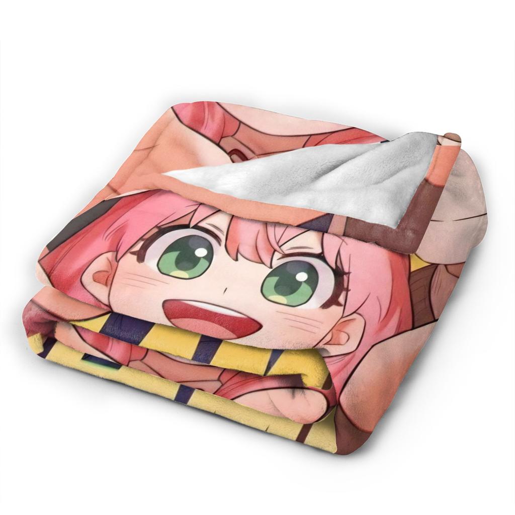 S-Spy X Family  Anya Forger  Flannel Blanket Throw Blanket for Living Room Travel Office Street Trend Bedspread Sofa Bed Cover