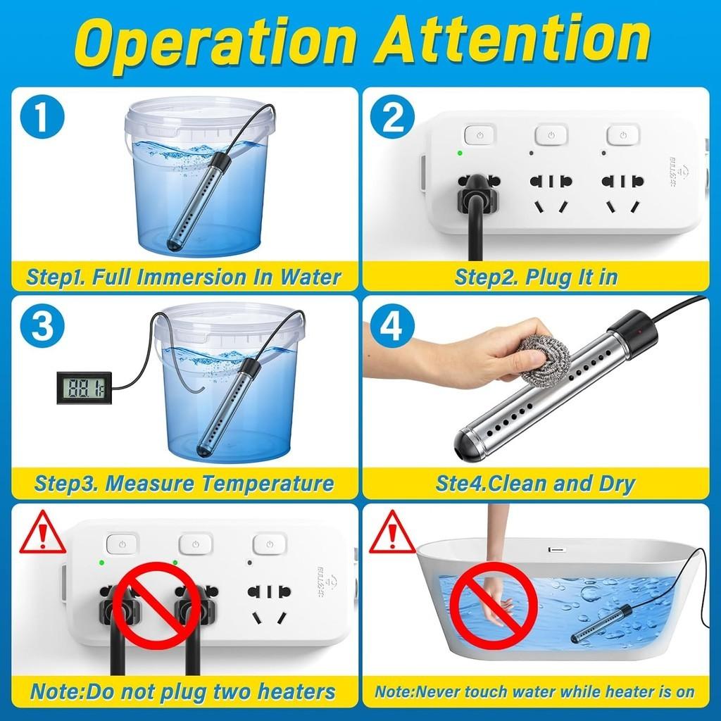 2000W/3000W Shower Temperature Control Boiler High Power Immersion Electric Water Heater Mini Portable Fast Heating Bath Tub