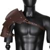 Medieval Shoulder Pauldron Adjustable Black Buckle Steampunk PU Leather Shoulder Armors Cover Cape Live Show DJ Club Men Costume
