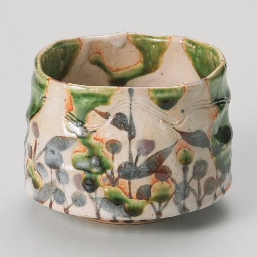 Чаша для матча Yamashita Craft с цветочным дизайном Oribe 419-7-206