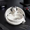 Langlebige PLA Drachenskulptur Gotisches Schmuckschalen-Tablett, 3D-gedruckte Figur, Mythisches Wesen Desktop-Form Aufbewahrungs-Tablett Organizer für Schlüssel Münzen