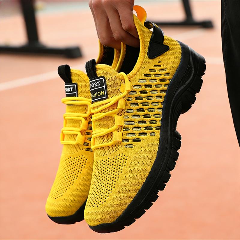 

Trendy Yellow Sports Shoes Men s Breathable Mesh Sneakers Lightweight N-Slip Outdoor Running Casual Shoes Fashi Gym Footwear 46 жовтий