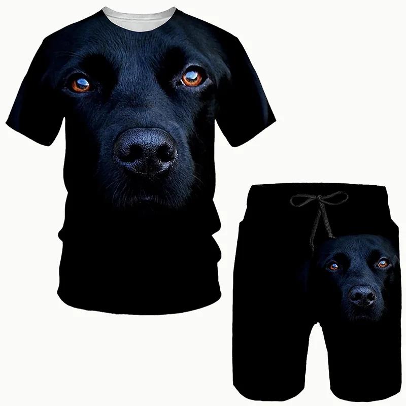 Husky Dogs T-Shirts Shorts Sets Animal 3D Print Men's Tracksuits Fashion Oversized Short Sleeve T Shirt Pants Set Suits Clothing