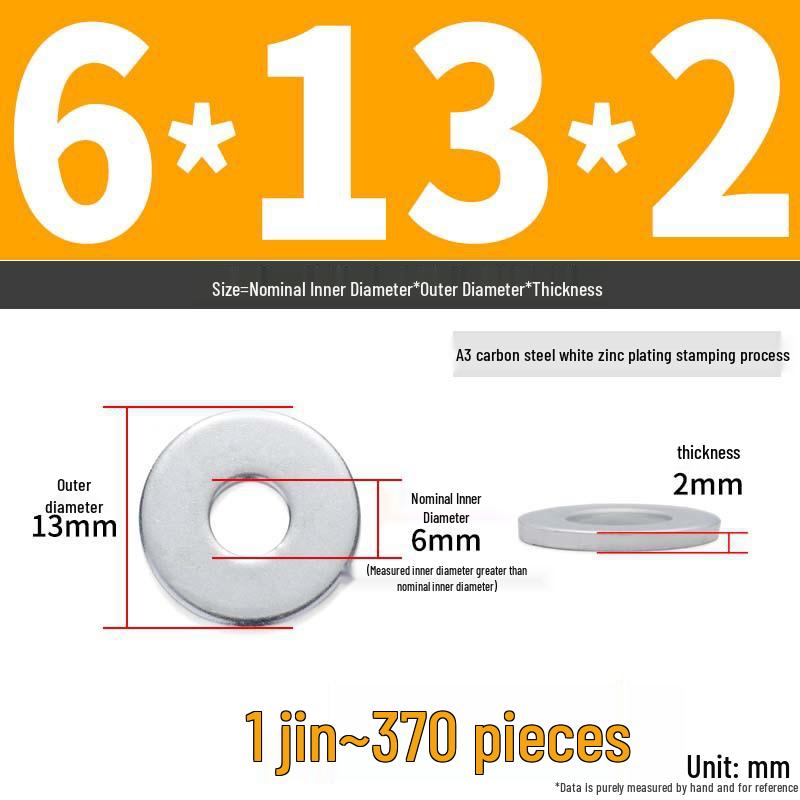 Extra Large Galvanized Metal Flat Washer - Thickened Round Screw Washer M6-M16