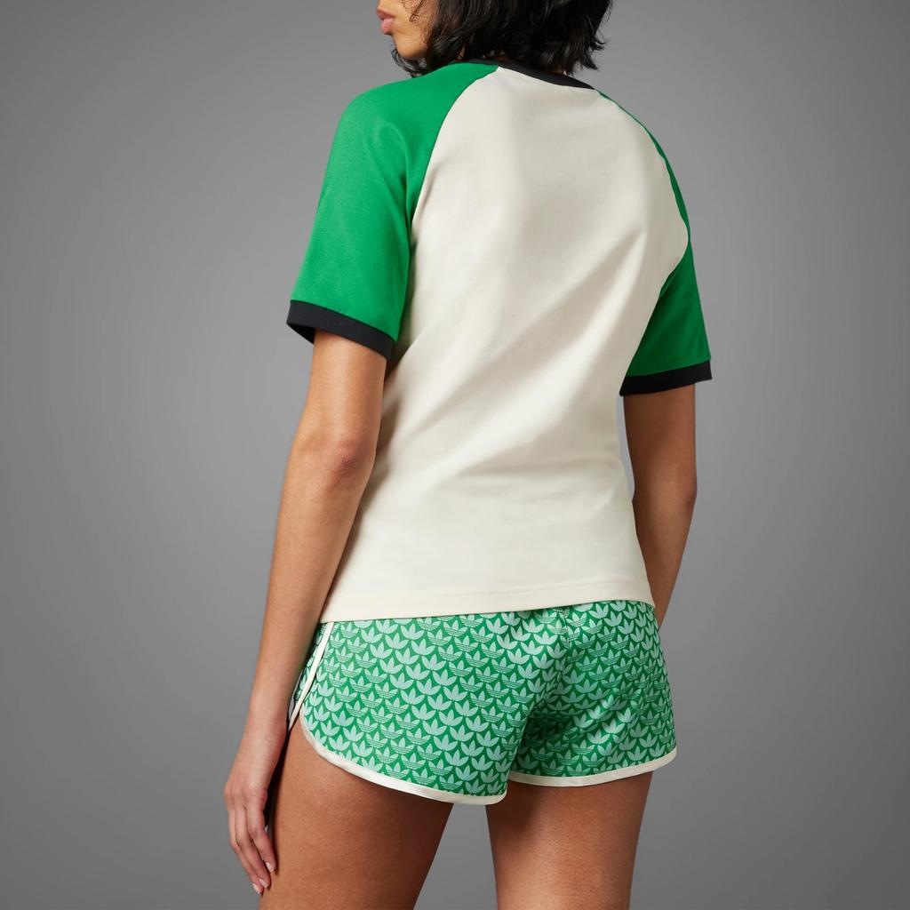 Adidas Originals Adicolor 70s Vintage Series Colorblock V-Neck Pullover Short Sleeve T-Shirt Women Tops White IK7885