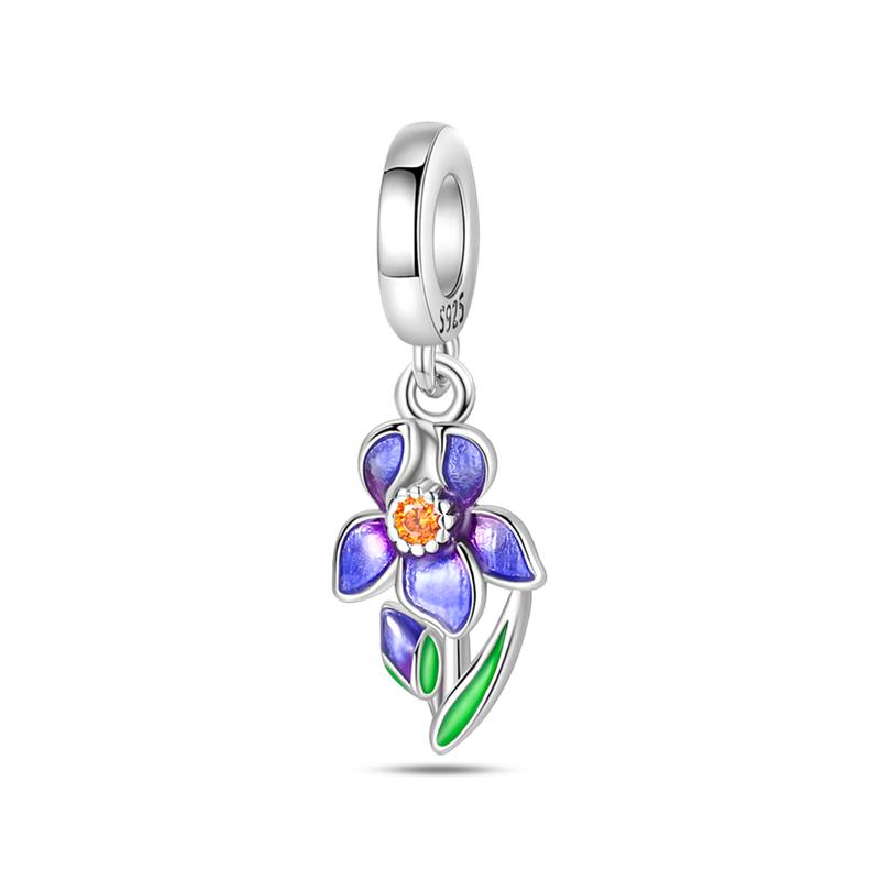 Copper Romantic Lover In Spring Charms Beads Colorful Flower Butterfly Dangle Fit Original Bangle Bracelet Diy Jewelry Gift