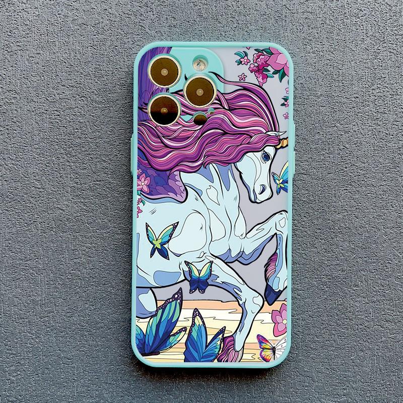 Cartoon Unicorn Phone Case For iPhone 12 13 Pro Max Mini XR XS X 8 7 Plus Back Cover For iPhone 11 14 Pro Max Shockproof Shells