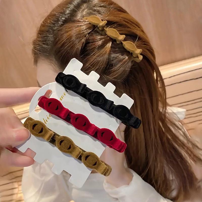 Vintage Women Flocking Hair Clips Braid Bang Barrettes Fashion Korean Girls Hairpins Korean Hair Accessories Hairgrip