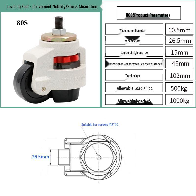 Fuma Leveling Caster Wheel - 40F to 150F Universal Cabinet Attachment