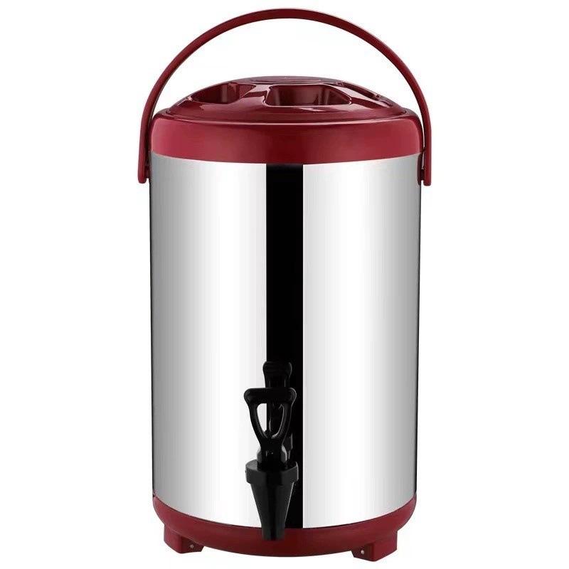 Stainless Steel Double-Layer Insulated Beverage Bucket with Faucet for Milk, Tea, Coffee, or Soy Milk