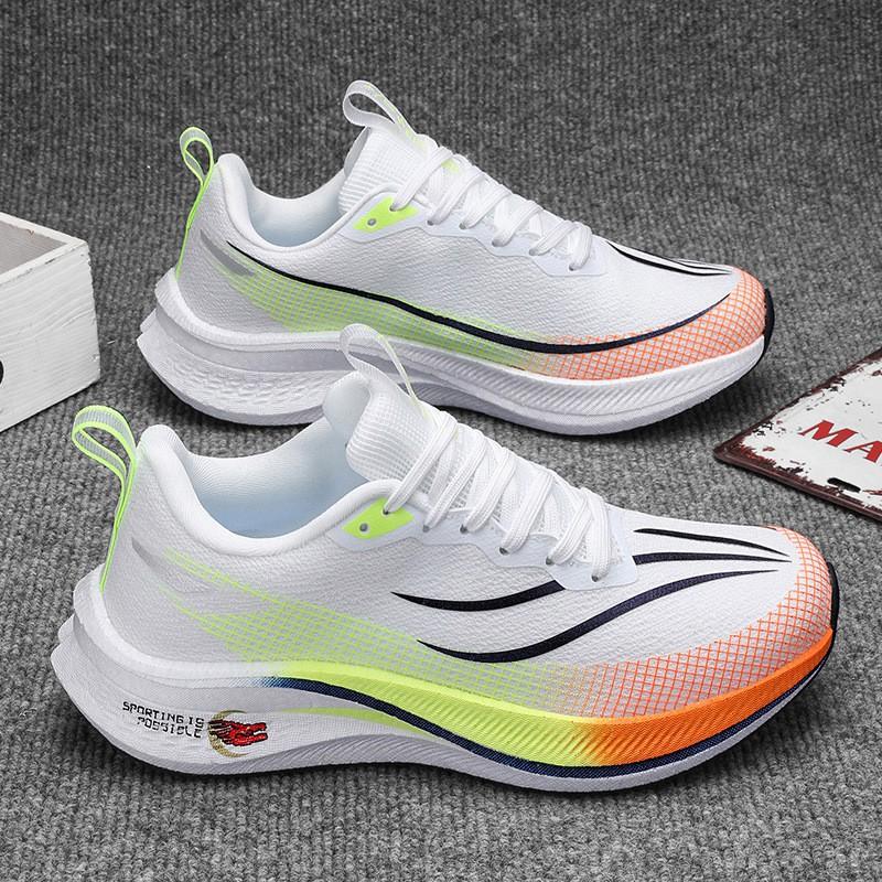 Men Women Lightweight Running Shoes With Carbon Plate Foam Cushion Low-Top Breathable Sport Sneakers