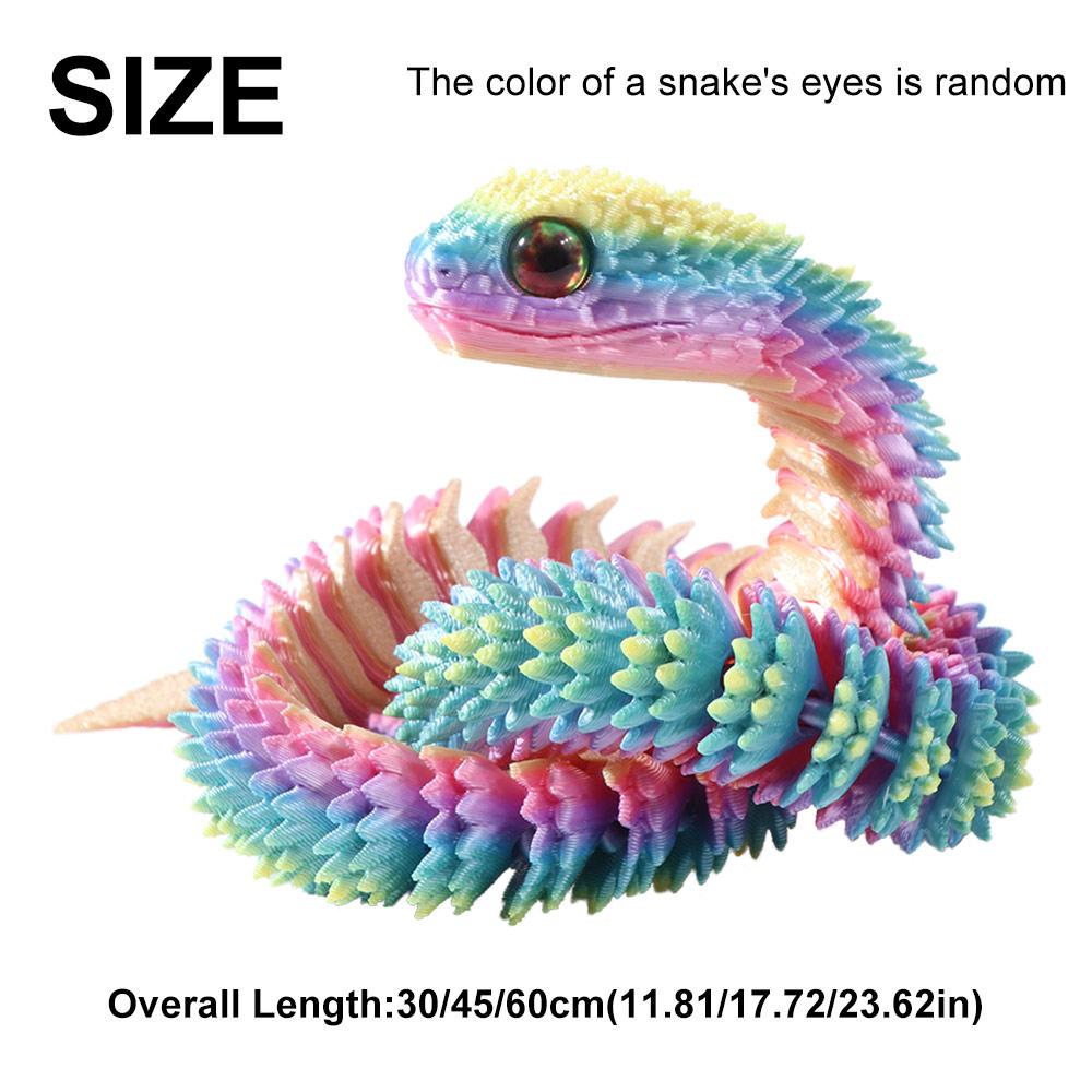 30/45/60cm 3D Printed Snake Toy Multicolor Animal Simulation Model  Halloween