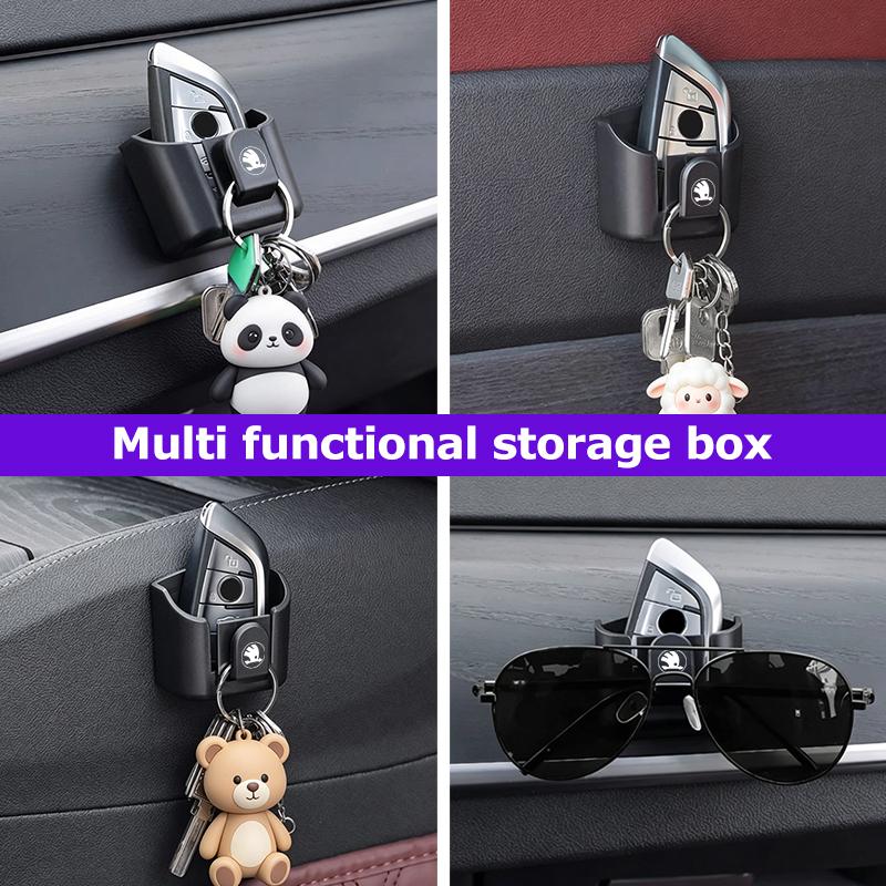 CGL1 For Skoda Car Interior Key Remote Control Storage Box Organizer ID Card Key Holder Fabia 1 2 Octavia a7 RS Superb Rapid Yeti
