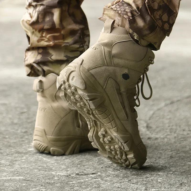 Men  Boots Outdoor Waterproof Cow Suede Work Men Ankle Boots Hiking Safety Shoes Mens Athletic Shoes