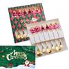 Set Regalo Cucchiaini da Caffè Forchette di Natale in Scatola con 1 Biglietto di Natale, Cucchiaino da Caffè Natalizio Forchette da Cena Cucchiaino da Dessert Stoviglie Regalo