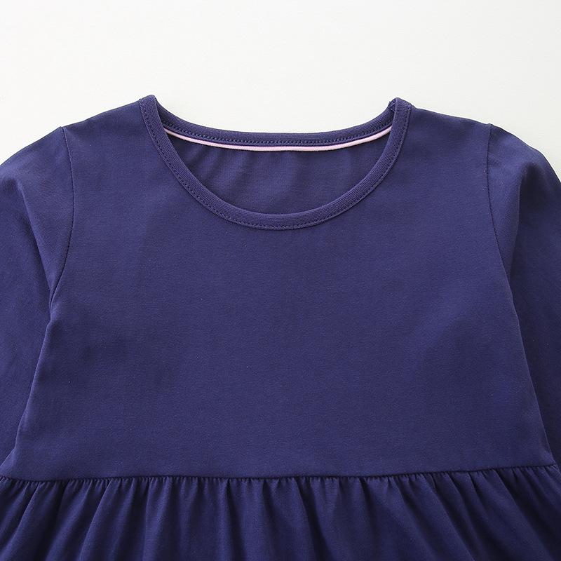 Autumn Unicorn Embroidery Princess Dress - European & American Style, Knitted Cotton for Girls