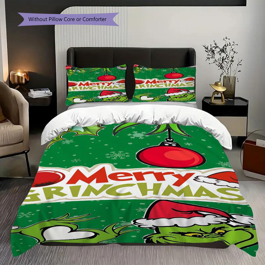 Whimsical Holiday Cheer Bedding(1 * duvet cover + 2 * pillowcase, without core)Soft and comfortable Christmas birthday gift