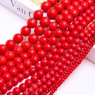 Red Turquoise 4-14mm 20-60Pcs Natural Stone DIY Beaded Material Beads Loose Beads Necklace Bracelet Jewelry Making Accessories