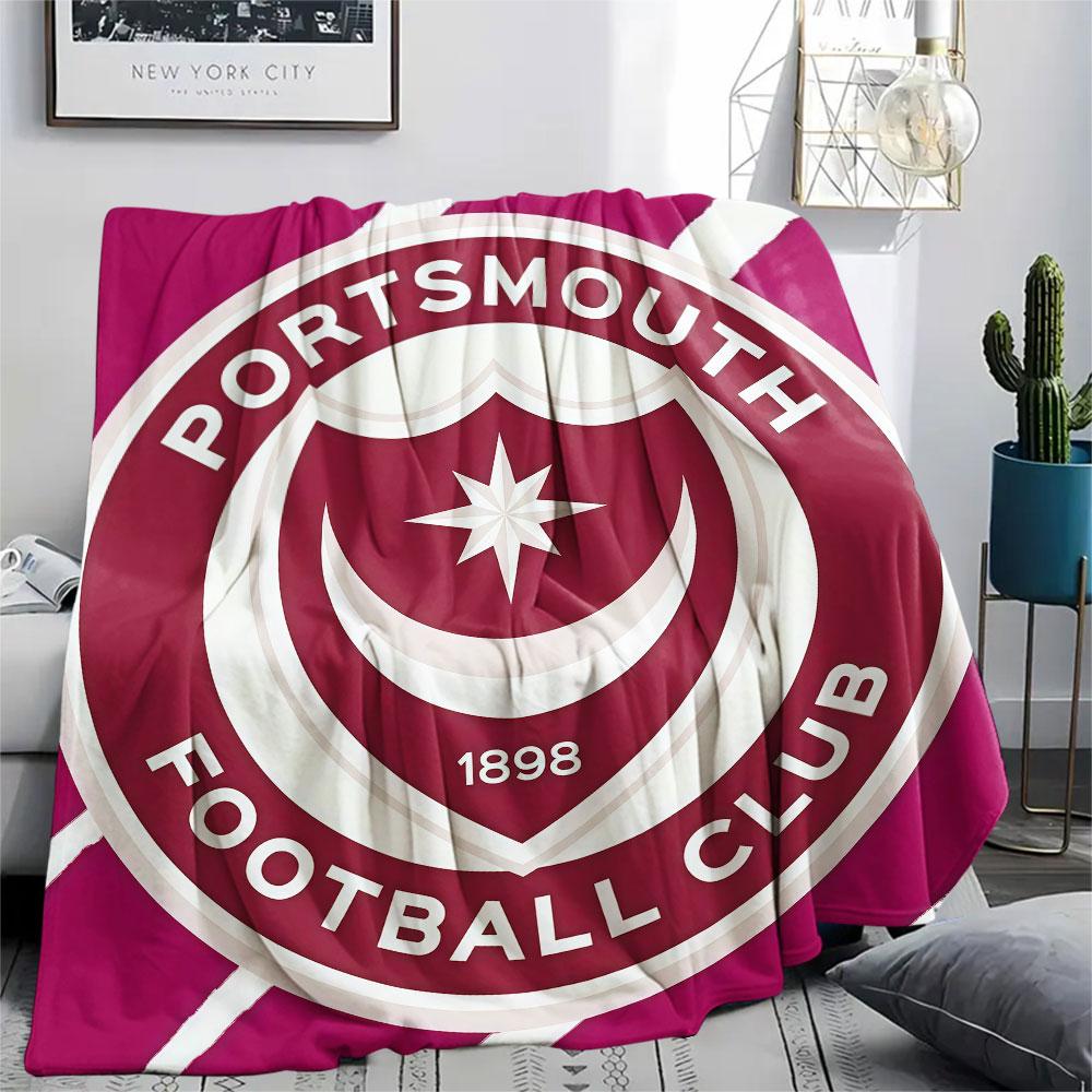 1PC Portsmouth Football Club Patterned Flannel Blanket Suitable For All Seasons for Home Decor Warmth and Comfort Gifts Holiday Present