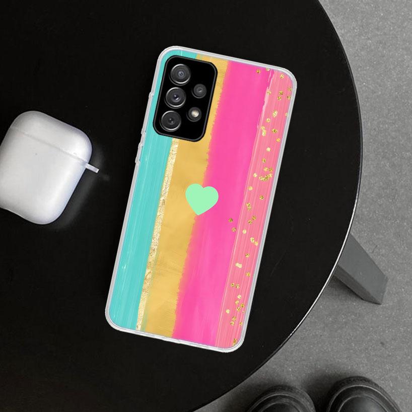 Rainbow Gradient Love Phone Case Cover for Samsung Galaxy A12 A22 A32 A52 A72 A02S A51 A50S A31 A20S A10S Note 20 Ultra 10 Plus
