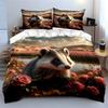 Whimsical badger, rosy oasis Bedding sets Duvet covers Pillowcases(1* Duvet Cover 2* Pillowcases without duvet insert)