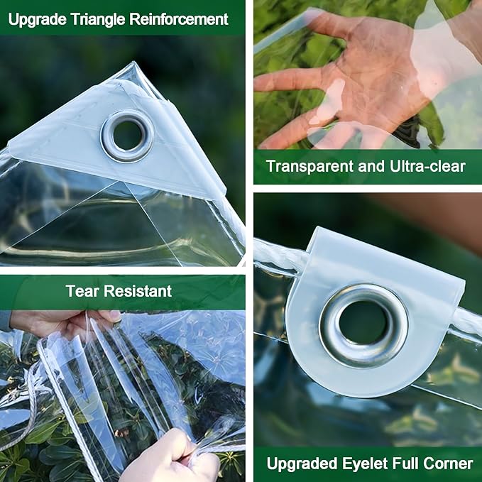 Tarpaulin, Waterproof, Heavy-Duty, Improved Resistant PVC, Transparent, Thick 400 G/M², For Outdoor