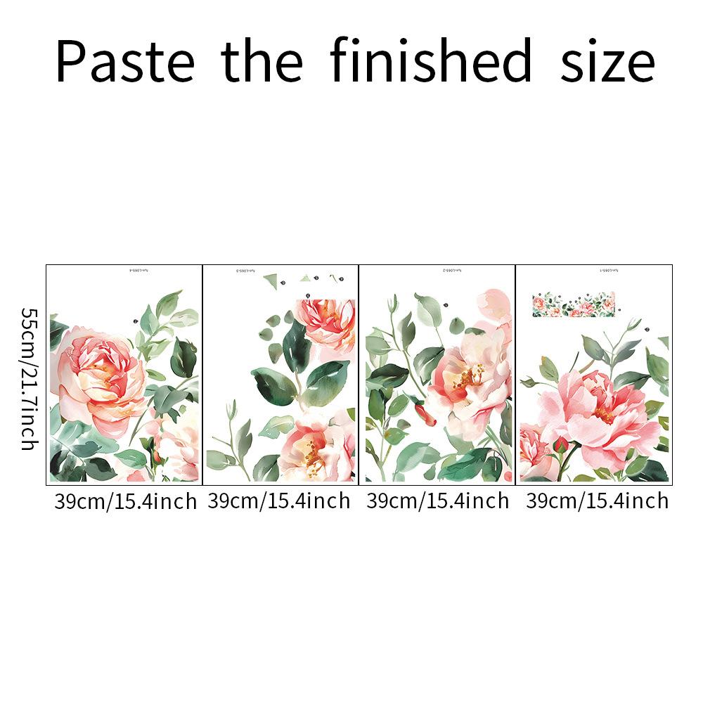 Rose Flower Leaves Combination Bedroom Living Room Home Background Wall Decoration Wall Stickers