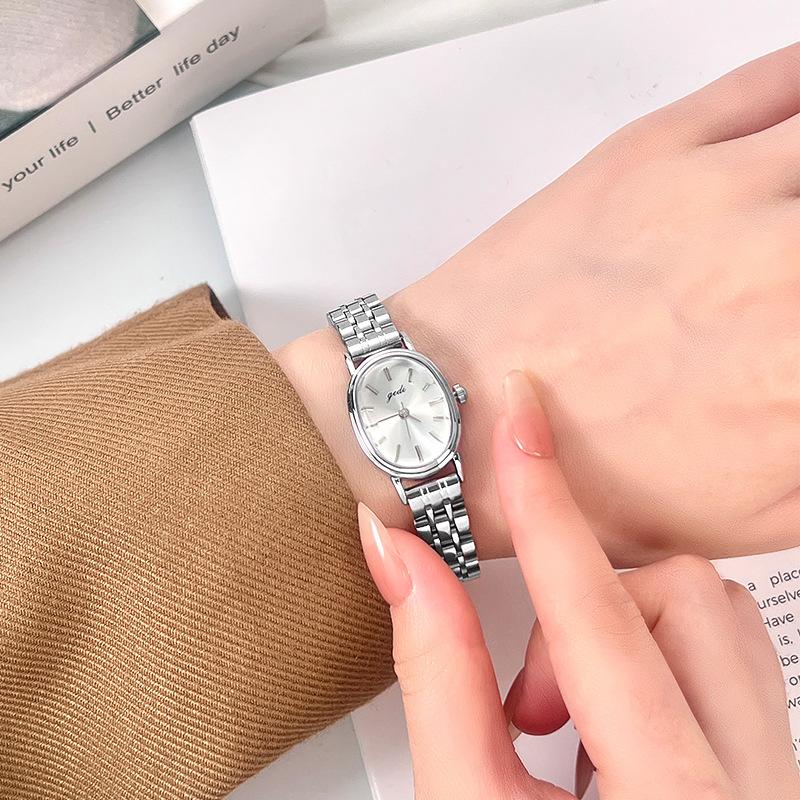 Simple And High-Value Steel Belt Women'S Watch, Small And Exquisite Oval Waterproof Watch, Student Quartz Watch