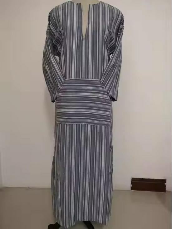 Women's European/American Cotton Linen Striped Pocket Dress