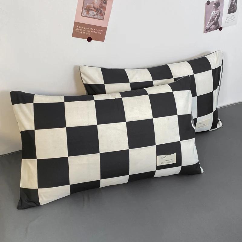 Black and White Plaid Duvet Cover Set Full, Geometric Grid Bedding Set Soft Lattice Checkerd Comforter Cover with 2 Pillowcases