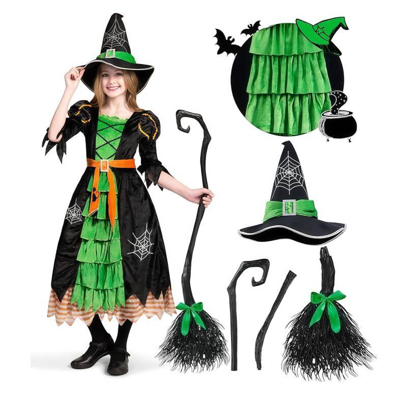 Game Themed Girl Witch Costume Set With Mesh Fabric For Childrens Cosplay Fun