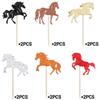 24/12pcs Glitter Horse Cupcake Toppers Horse Racing Cake Birthday Party Decorations Horse Party Birthday Wedding Supplies