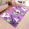 Spooky Skull & Halloween Area Rug - Vibrant Purple Crystal Velvet Carpet with Playful Ghosts, Skulls, and Candy Design - Durable