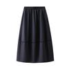 Qooth Denim Skirt with Pockets Mid Length Flare Skirt Slim Autumn Fall Casual Skirt QT2732